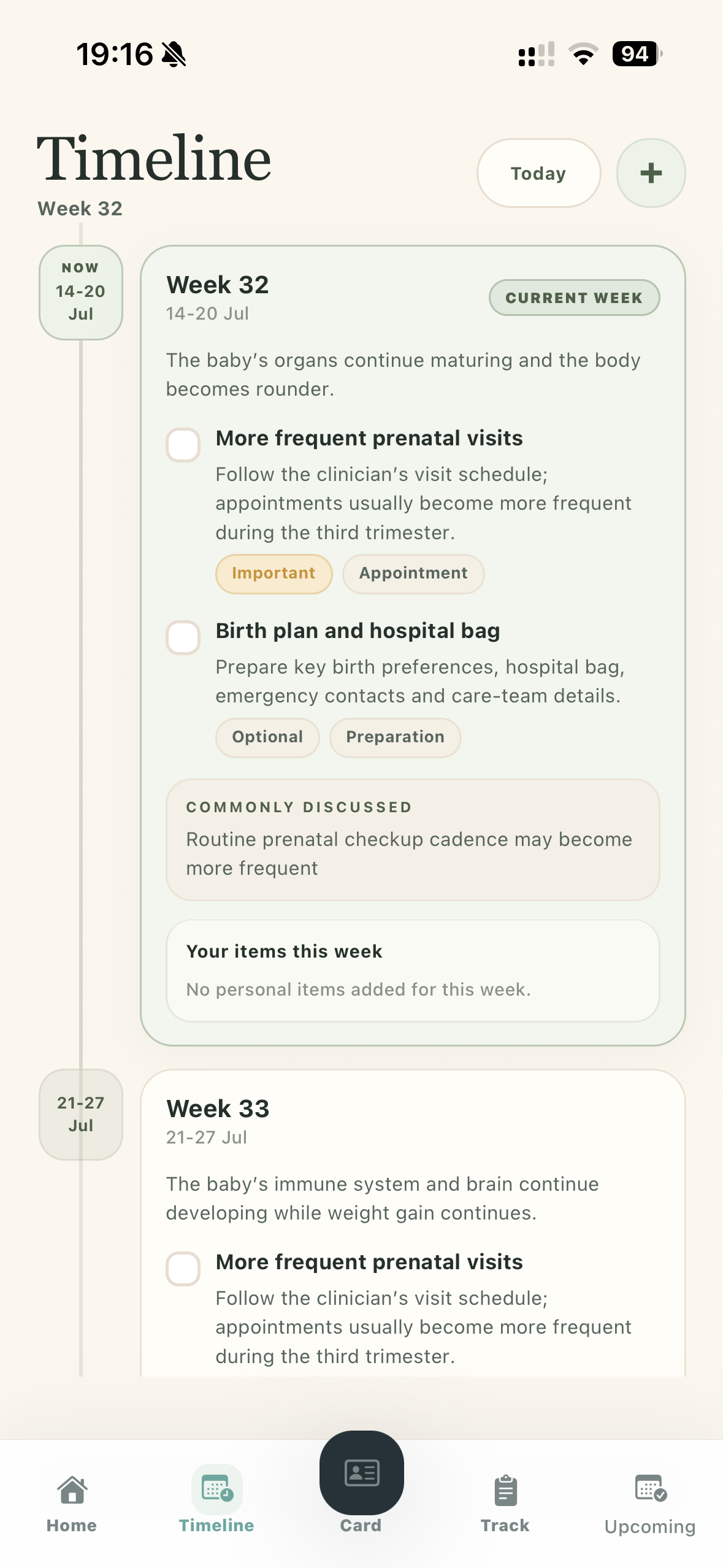 MyPreg pregnancy timeline