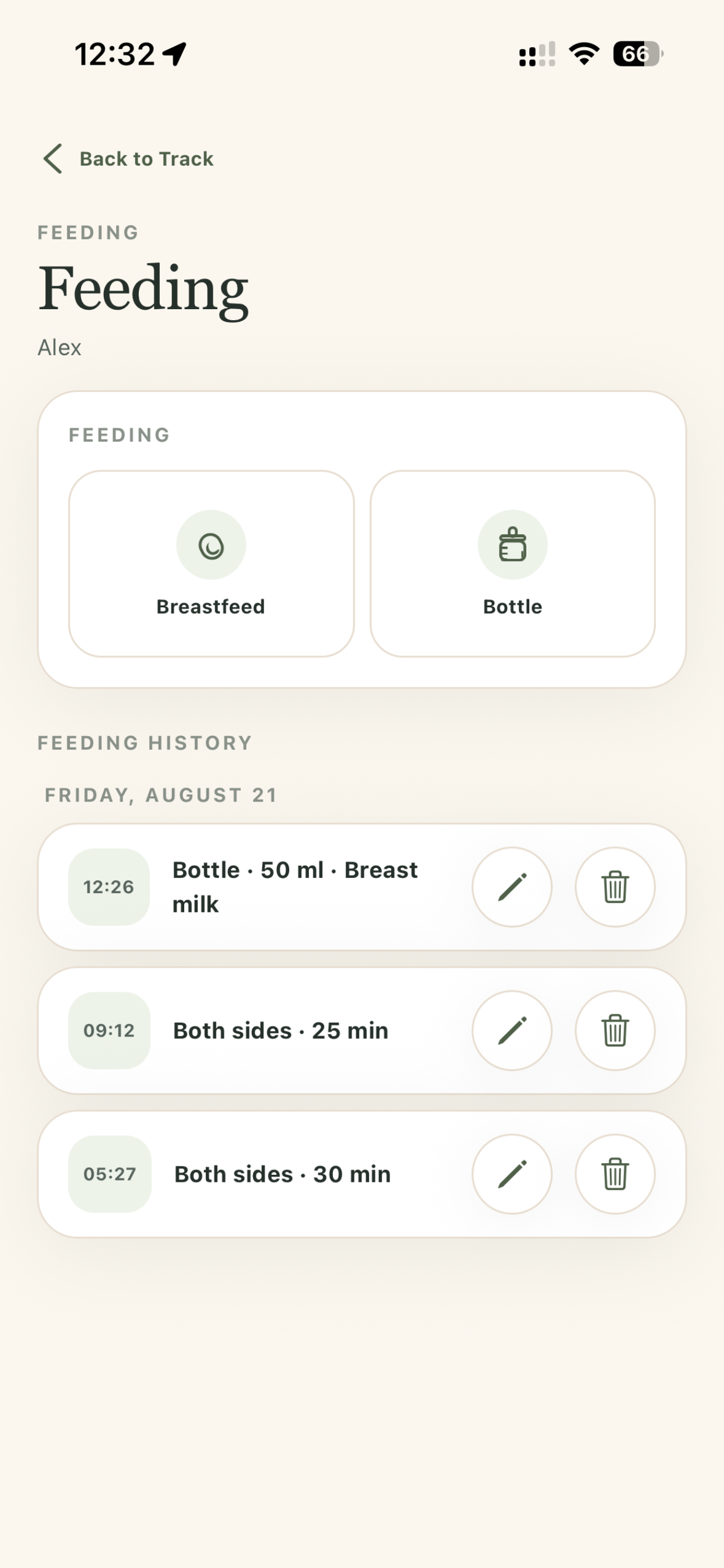 MyPregBaby feeding records