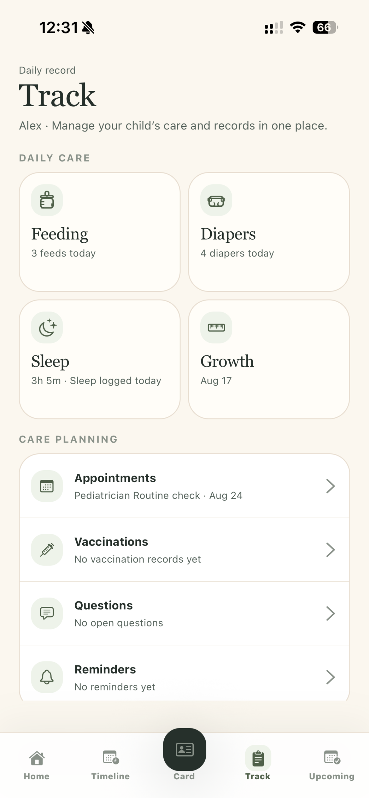 MyPregBaby daily care and planning tools